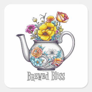 Brewed Bliss Teapot Square Sticker