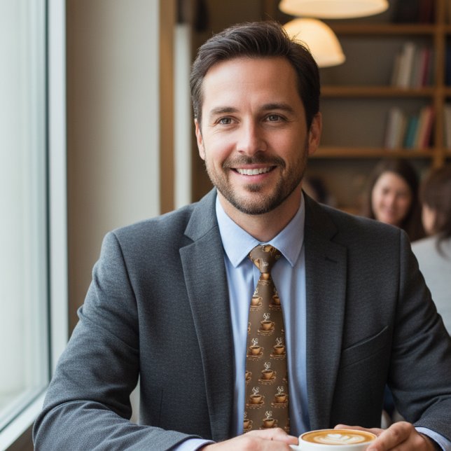 Brewed Bold - Coffee Cup Pattern Tie (Creator Uploaded)