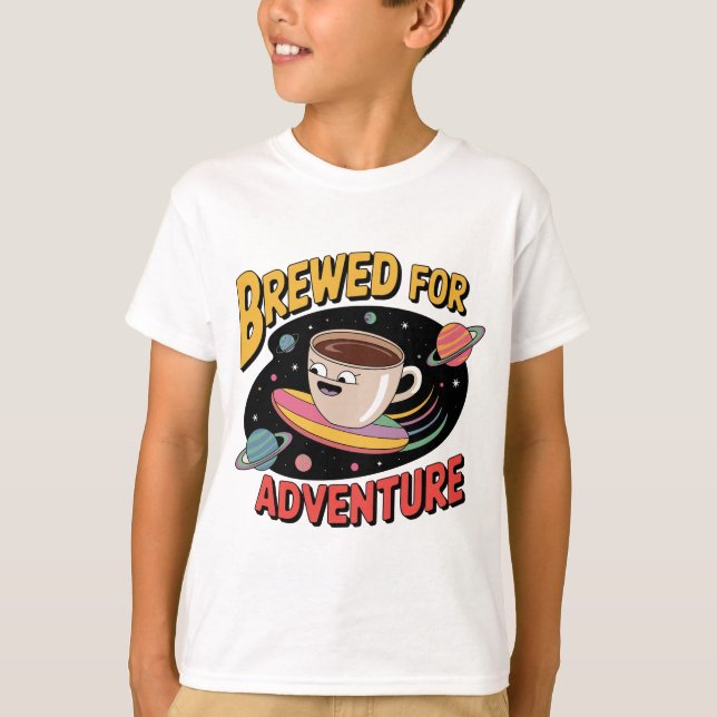 Brewed for Adventure - Coffee Space Traveller T-Shirt (Front)