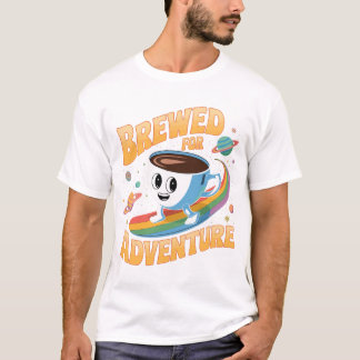 Brewed for Adventure - Vibrant Coffee Cup in Space T-Shirt
