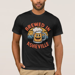 Brewed in Asheville Funny Beer Mug Cartoon Design T-Shirt