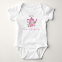 Brewed to Perfection Pink Watercolor Teapot Girl's