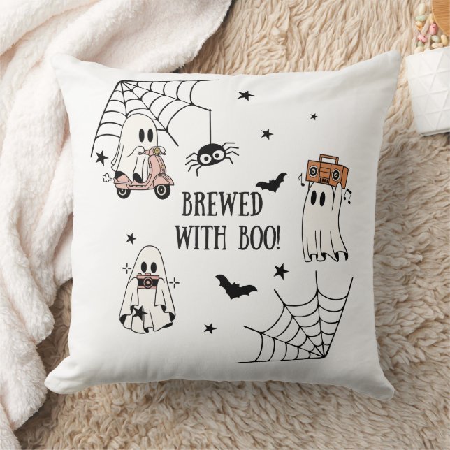 Brewed with Boo Halloween Pillow (Blanket)
