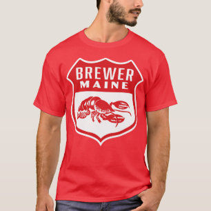 Brewer Maine Retro Shield Red T-Shirt