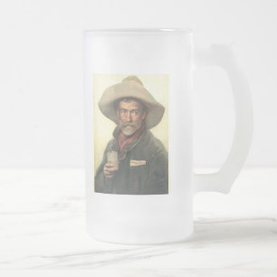 Brewery Ad 1889 Frosted Glass Beer Mug