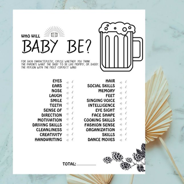 Brewery Baby - B&W - Who Will Baby Be? Game (Creator Uploaded)