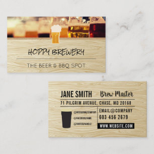 Brewery   Beer Logo   Wood Grain Business Card