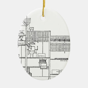 Brewery Blueprint Ceramic Tree Decoration
