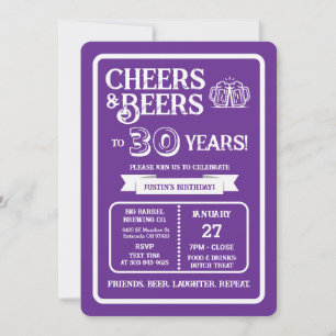 Brewery Pub Birthday Cheers and Beers to 30 Years Invitation