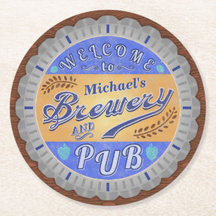 Brewery Pub Personalised Beer Bottle Cap Round Paper Coaster