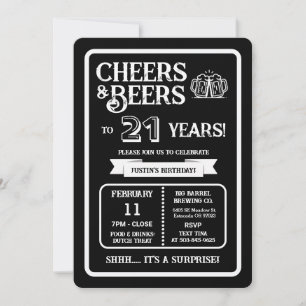 Brewery Surprise Cheers and Beers to 21 Years Invitation