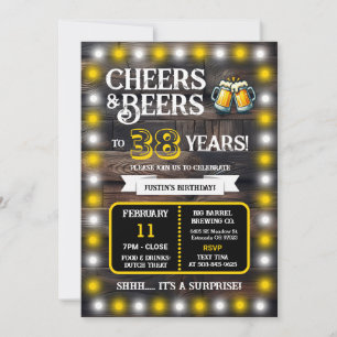 Brewery Surprise Cheers and Beers to 38 Years Invitation