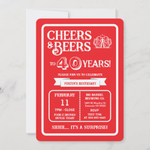 Brewery Surprise Cheers and Beers to 40 Years Invitation
