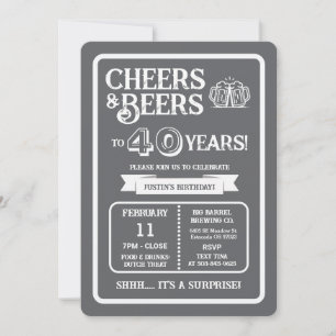 Brewery Surprise Cheers and Beers to 40 Years Invitation