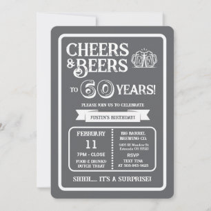 Brewery Surprise Cheers and Beers to 60 Years Invitation