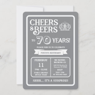 Brewery Surprise Cheers and Beers to 70 Years  Invitation