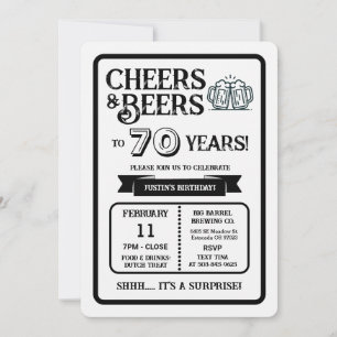 Brewery Surprise Cheers and Beers to 70 Years Invitation