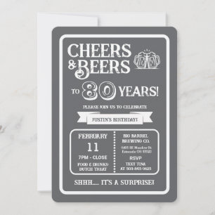 Brewery Surprise Cheers and Beers to 80 Years  Invitation