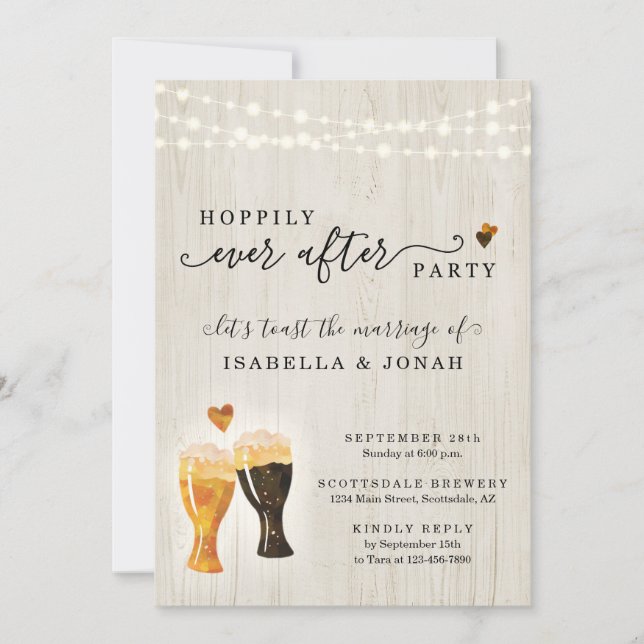 Brewery Wedding Reception Only Invitation (Front)