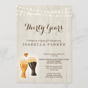 Brewery Woman's Birthday Invitation   Rustic Beer