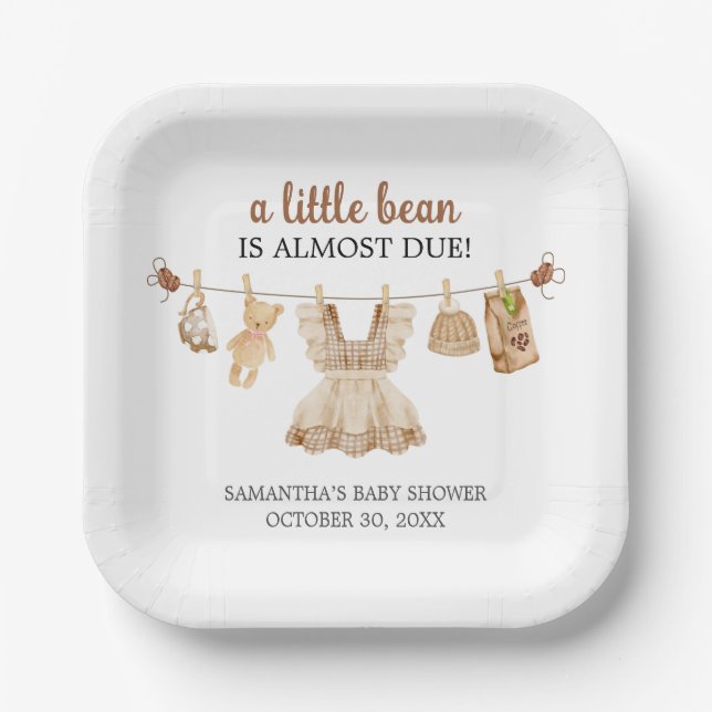 Brewing Coffee Baby Shower Paper Plate (Front)