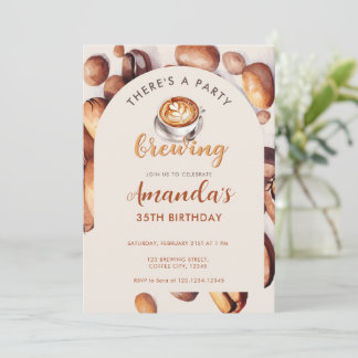 Brewing Coffee Bean Any Age Birthday Invitation