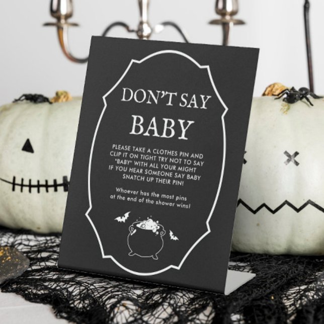 Brewing Halloween Baby Shower Don't Say Baby Game Pedestal Sign (Creator Uploaded)