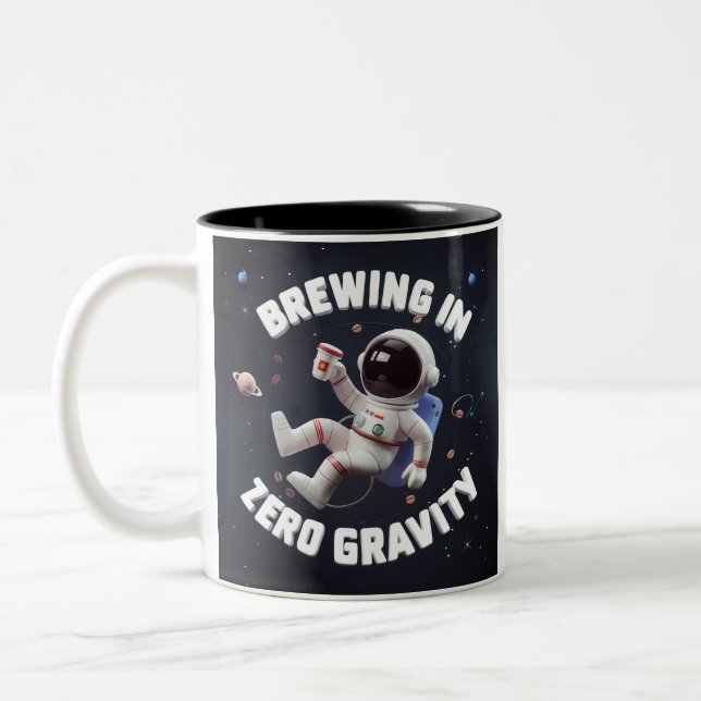 Brewing in Zero Gravity Two-Tone Coffee Mug (Left)
