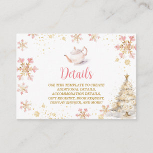 Brewing Pink Winter Tea Party Baby Shower Details Enclosure Card