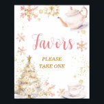 Brewing Pink Winter Tea Party Baby Shower Favors Poster<br><div class="desc">Baby Is Brewing Pink Winter Tea Party Baby Shower Favors Sign</div>