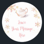 Brewing Pink Winter Tea Party Leave Your Message Classic Round Sticker<br><div class="desc">Baby Is Brewing Pink Winter Tea Party Baby Shower Leave Your Message Here Classic Round Sticker
All wording can be customized</div>