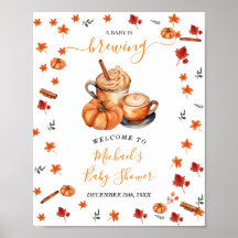 Brewing Pumpkin Spice Coffee Baby Shower Welcome
