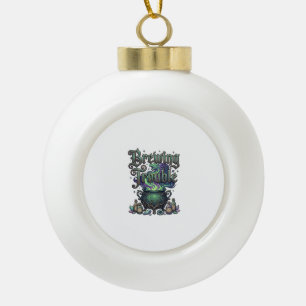 Brewing Trouble Cauldron Dragon Alchemy Crystals H Ceramic Ball Christmas Ornament