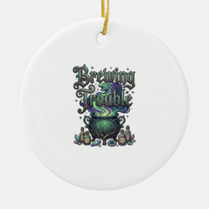 Brewing Trouble Cauldron Dragon Alchemy Crystals H Ceramic Tree Decoration