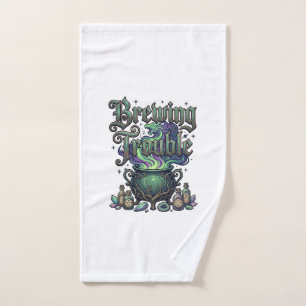 Brewing Trouble Cauldron Dragon Alchemy Crystals H Hand Towel
