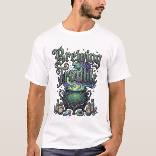 Brewing Trouble Cauldron Dragon Alchemy Crystals H T-Shirt