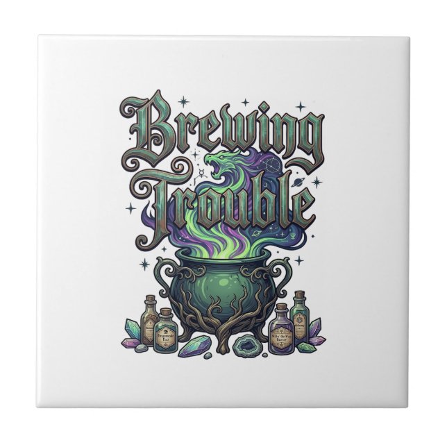 Brewing Trouble Cauldron Dragon Alchemy Crystals H Tile (Front)