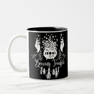 Brewing Trouble: Mischievous Witchy Design Two-Tone Coffee Mug