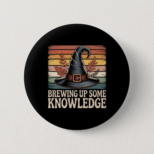 Brewing Up Some Knowledge Halloween Design  6 Cm Round Badge (Front)