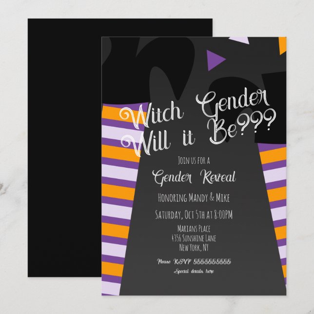 Brewing Witch Feet Baby Shower Gender Reveal Invitation (Front/Back)