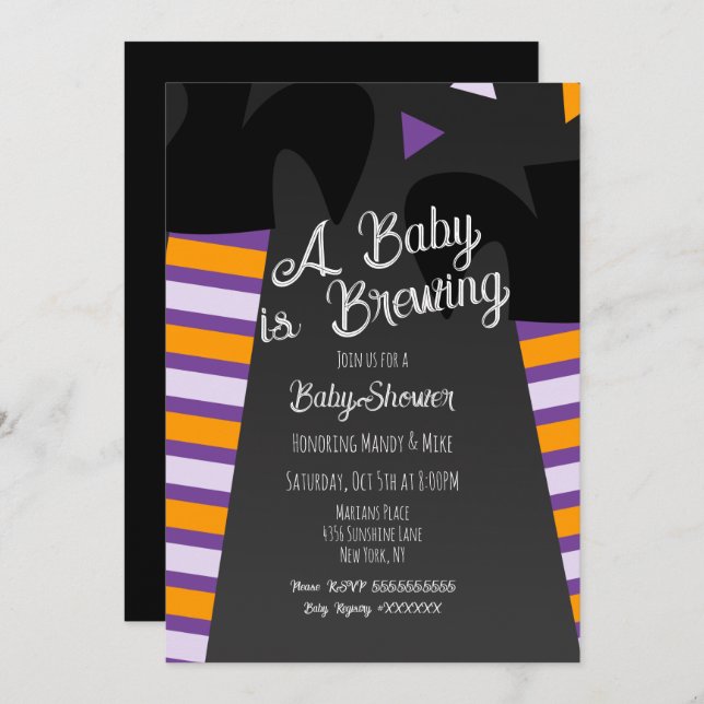 Brewing Witch Feet Baby Shower Halloween Party  Invitation (Front/Back)