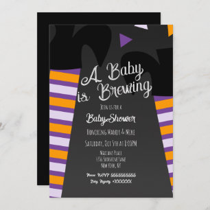 Brewing Witch Feet Baby Shower Halloween Party  Invitation