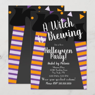 Brewing Witch Feet Halloween Party Birthday Invitation