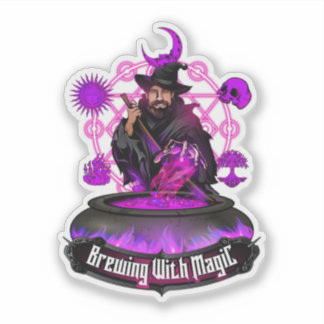 Brewing With Magic Brew Wizard With Text Logo