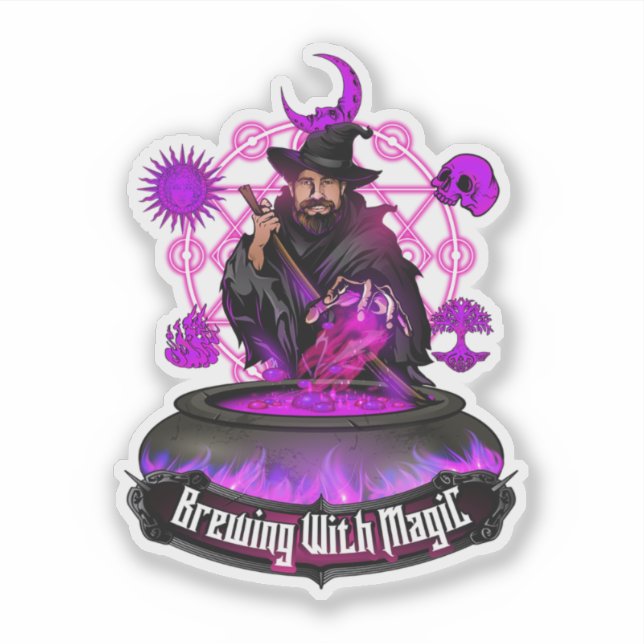 Brewing With Magic Brew Wizard With Text Logo (Front)
