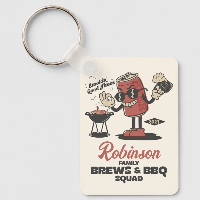 Brews And BBQ Squad Funny Barbeque Family Custom  Key Ring (Front)