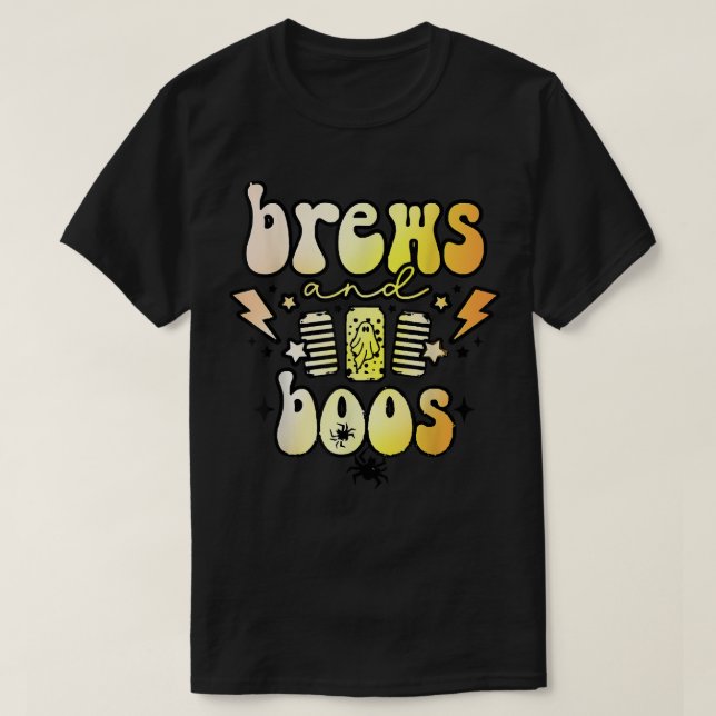 Brews And Boos, Funny Ghost Spooky, Halloween Ghos T-Shirt (Design Front)
