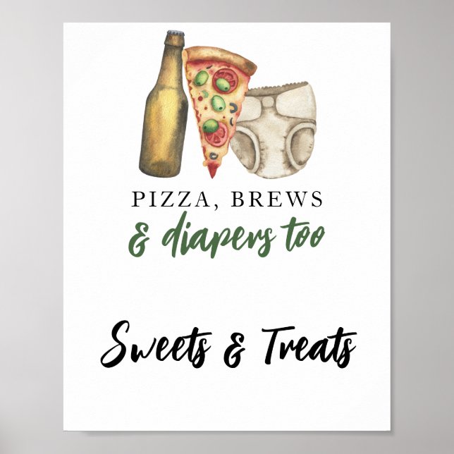 Brews and diapers - Sweets and treats baby shower Poster (Front)