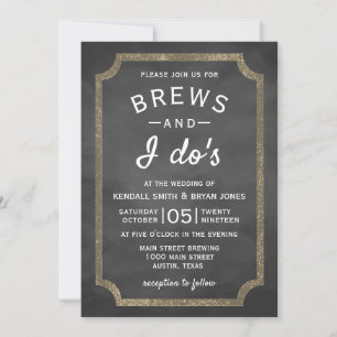 Brews and I Do's Brewery Chalkboard Wedding Invitation