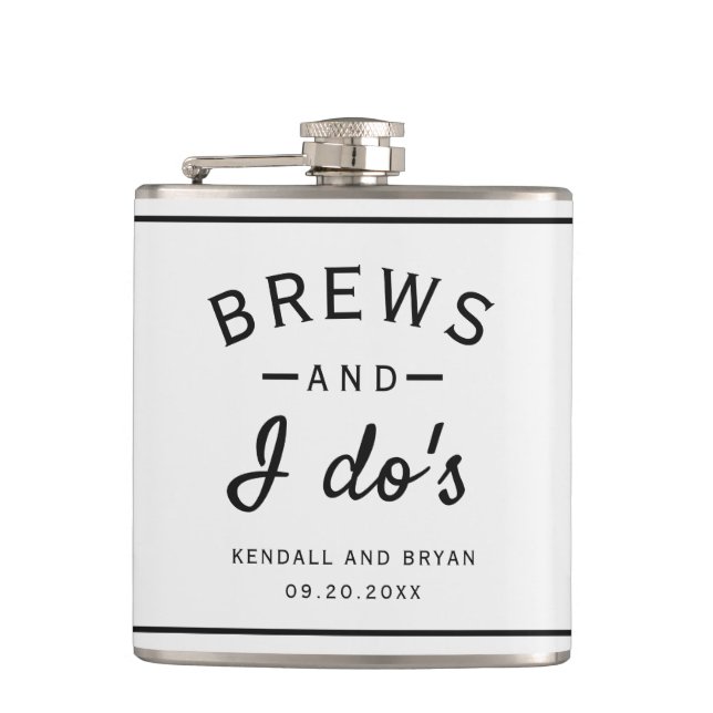 Brews and I Do's Brewery Theme Wedding Flask (Front)